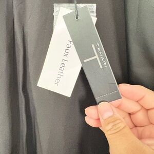 T Tahari Elegant Black Faux Leather Outerwear